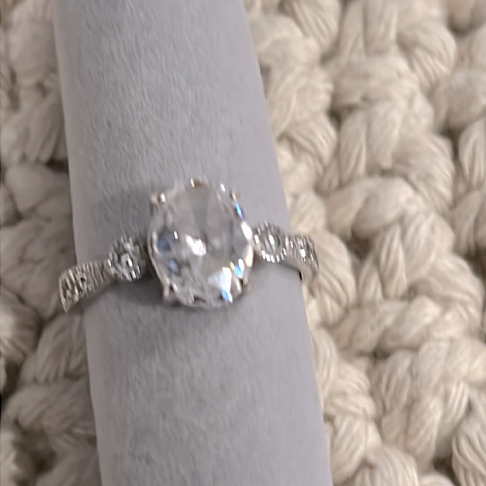 CZ Silver Engagement Ring